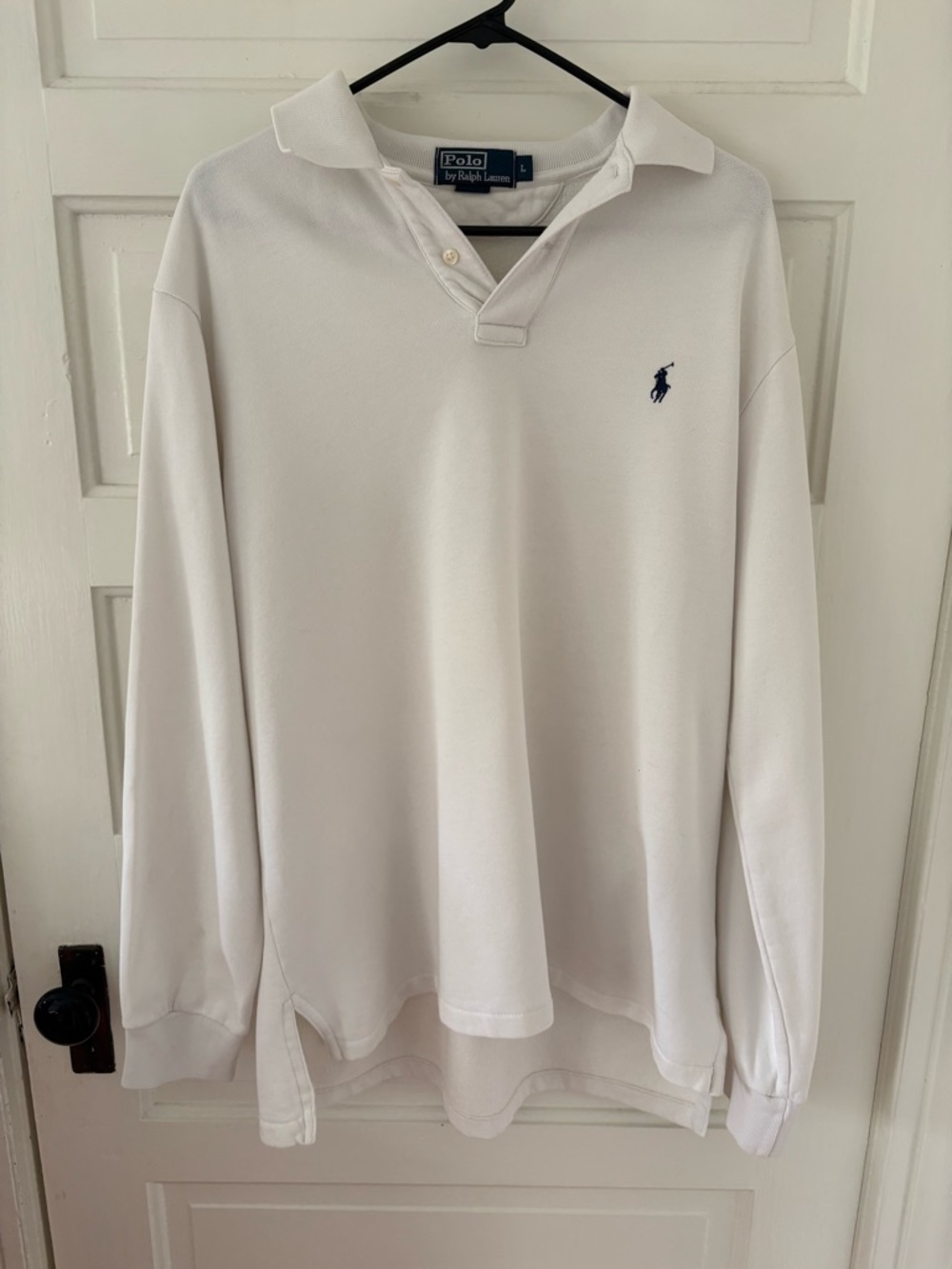 Polo by Ralph Lauren White Long Sleeve Rugby Shirt with Navy Pony